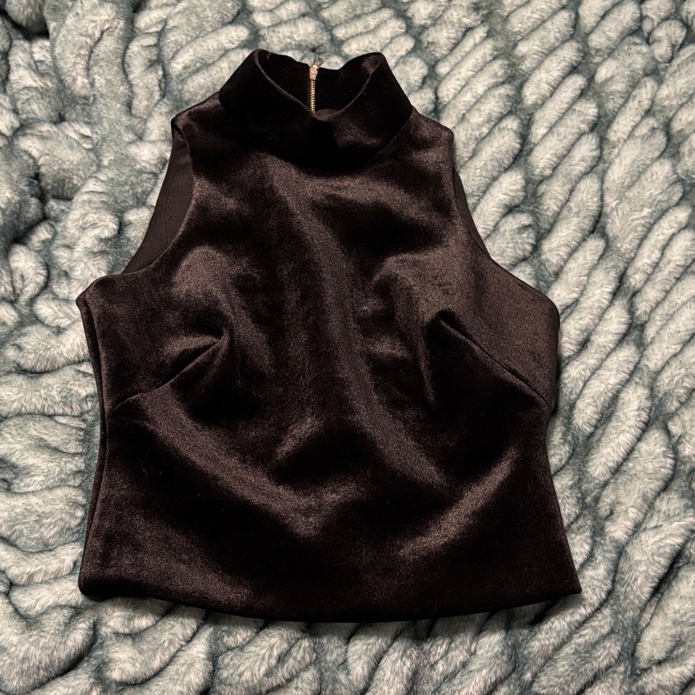 Eliza J Black Velvet Sleeveless crop Top